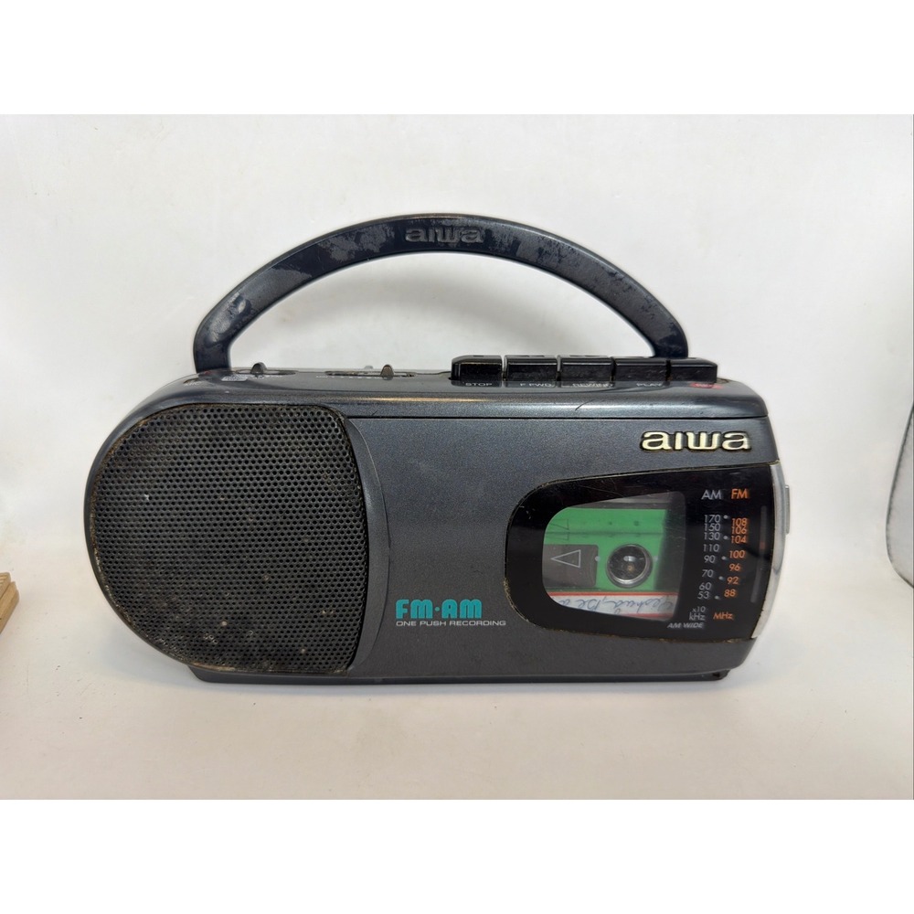 Aiwa RM-P3W Portable AM FM Radio Cassette Recorder Player One Push Recording